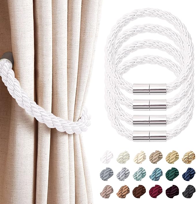 NICEEC 4 Pack Strong Magnetic Curtain Tiebacks Modern Simple Style Drape Tie by NICEEC