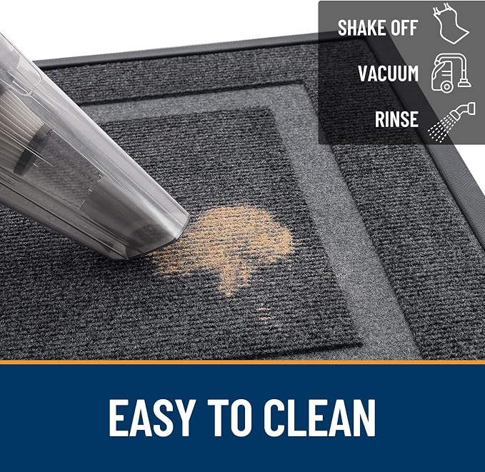 OLANLY Front Door Mat Outside 71x23, All-Season Heavy-Duty Rubber Doormat | Grey - Image 6