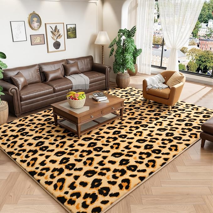 Amearea Soft Leopard Rugs for Bedroom Living Room, 4x6 Modern Cheetah Print by AmeareaDirect