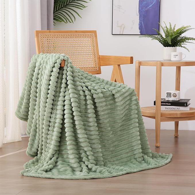 Sage Green Fleece Throw Blanket 50”×70” - Image 4