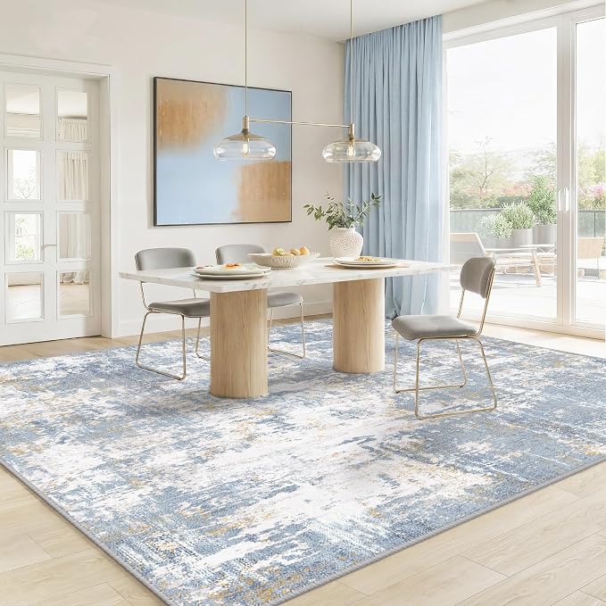 Washable Area Rugs 9'x12' Non-Slip Modern Abstract Soft - Image 2