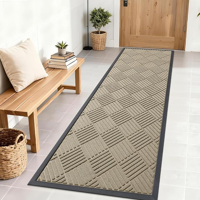 OLANLY Front Door Mat Outside Entrance 71x23, Heavy Duty Sturdy Natural Rubber by OLANLY