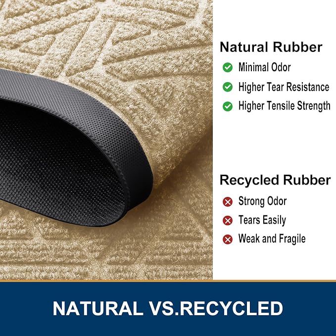 Smiry Front Door Mat Outside Entrance, Heavy Duty Sturdy Natural Rubber Doormat - Image 5