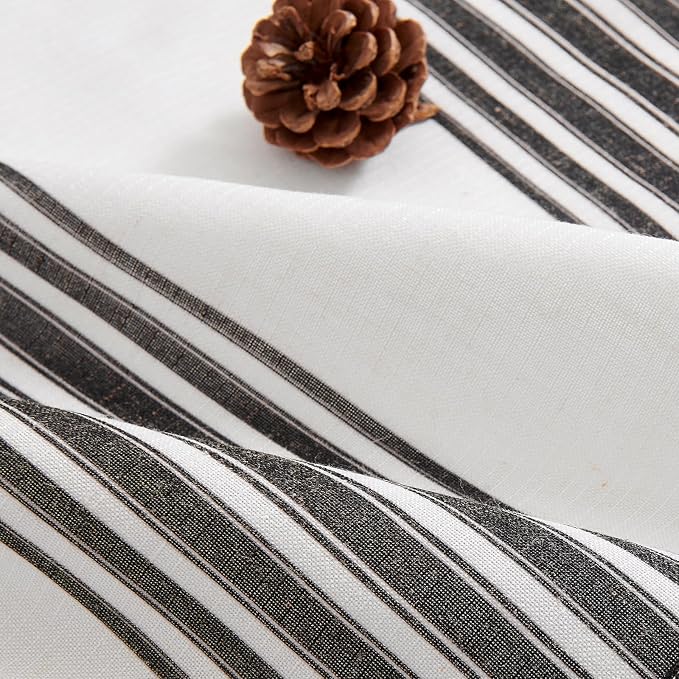 jinchan Striped Linen Valance Curtain 16 Inch Vertical Striped Valance - Image 9