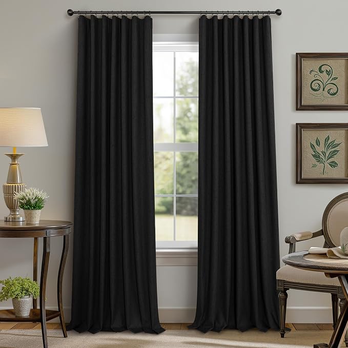 Pitalk Black Curtains for Bedroom 90 Inches Long Sound Proof Modern Window - Image 9