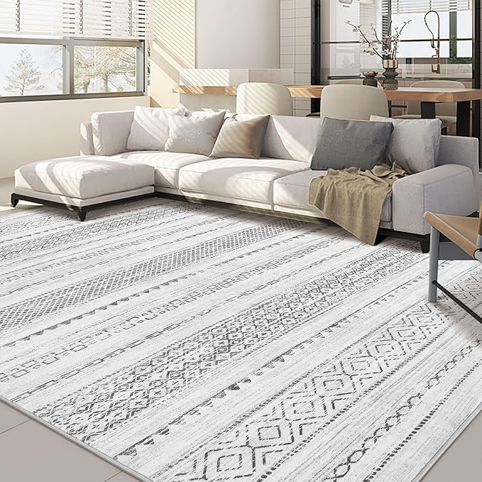 Nakagishi 7x9 Area Rug Living Room: Washable Boho Large Neutral Modern Soft by NakagishiAreaRug