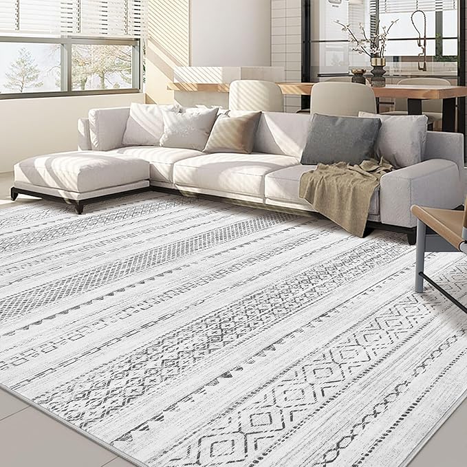 Nakagishi Area Rugs 8x10 Living Room: Washable Boho Large Neutral Soft by NakagishiAreaRug
