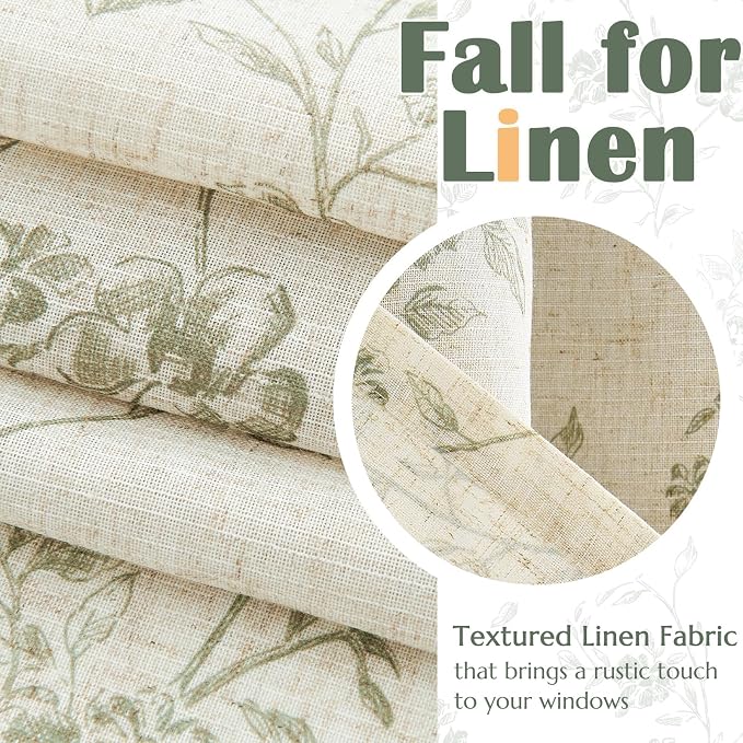 jinchan Linen Valance Curtains for Windows 16 Inch Christmas Decorations Floral - Image 9