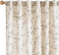 Lazzzy Linen Farmhouse Curtains Grey Floral Curtains 63 Inch Long Back Tab by Lazzzy