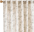 Lazzzy Grey Floral Linen Curtains 84 Inch Length Farmhouse Curtain Back Tab by Lazzzy
