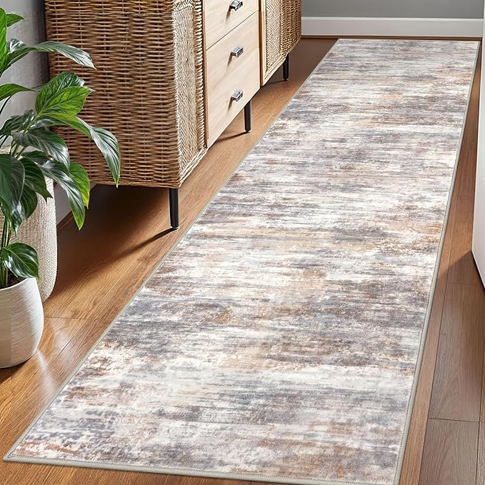 KOZYFLY Modern Abstract Hallway Runner Rug, 2.6x8 Washable Rug Runner Non-Slip - Image 7