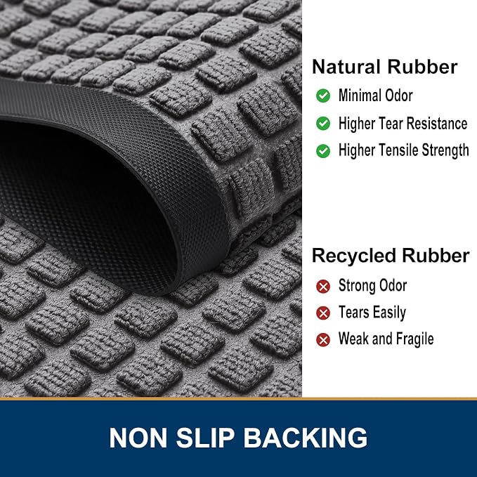 Smiry Front Door Mat Outside Entrance, Heavy Duty Natural Rubber Doormat - Image 4