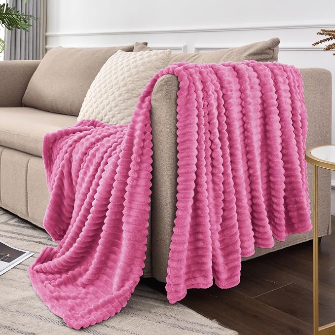 BEDELITE Fleece Throw Blanket for Couch – 3D Ribbed Jacquard Soft and Warm - Image 9