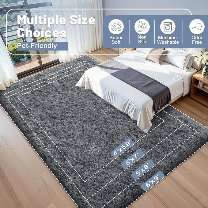 OLANLY 2x2 Machine Washable Small Rug, Soft Fluffy Shaggy Throw Rug - Image 9