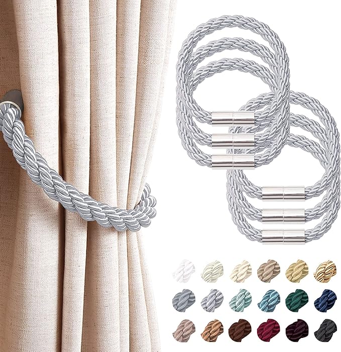 NICEEC 6 Pack Strong Magnetic Curtain Tiebacks Modern Simple Style Drape Tie by NICEEC
