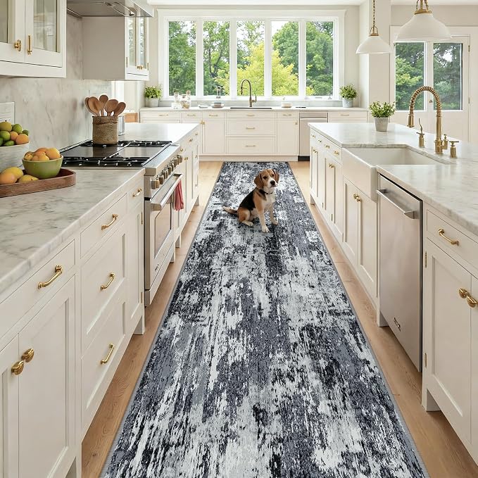 Washable Area Rugs 3x12 Non-Slip Modern Abstract Soft by RELEANY