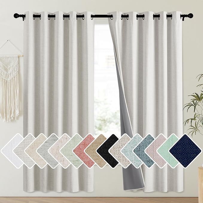NICETOWN Snowbound Vintage Linen 100% Blackout Curtains by NICETOWN