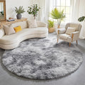 ONASAR Tie-Dyed Light Grey Round Area Rugs 6ft, Ultra Soft Bedroom Circle Rug by ONASAR