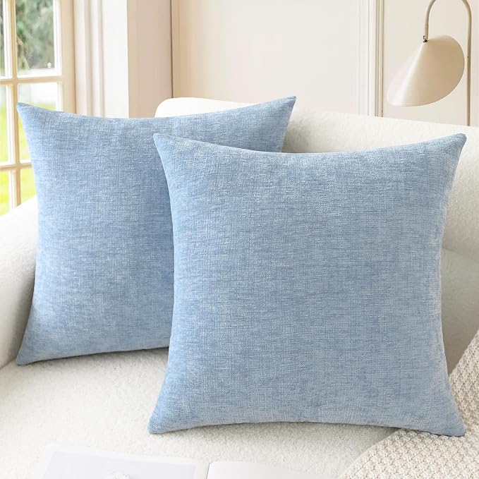 CaliTime Throw Pillow Covers Decorative 26 X 26 Inches Pack of 2 Cozy Chenille by CaliTime