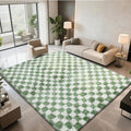 Area Rugs for Bedroom Living Room, 8x10 Green and White Fluffy Soft Checkered by Boshengya