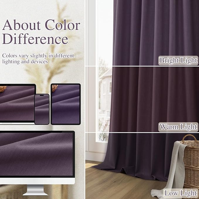 Guken 100% Blackout Curtains 108 Inch Length 2 Panels Set - Image 7