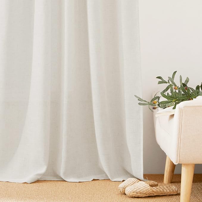 RYB HOME Sheer Valances for Windows, Linen Blend Breathable Boho Rustic Semi - Image 6