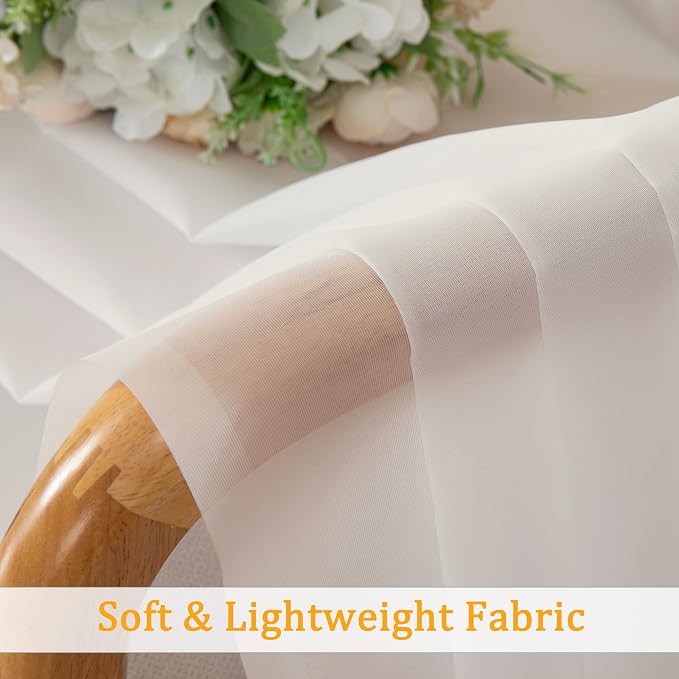 Gwine Ivory Sheer Curtains 96 Inches Long 2 Panels, Elegant Window Treatments - Image 7