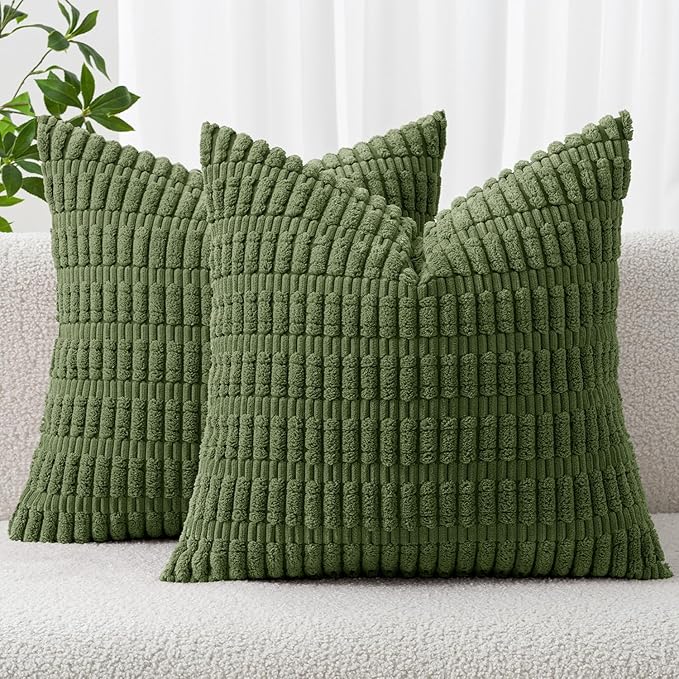 MIULEE Pack of 2 Spring Corduroy Decorative Throw Pillow Covers 20x20 Inch Soft by MIULEE