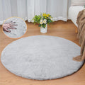 ORINOVA Grey Round Rug 3ft Machine Washable Shaggy Area Rugs by ORINOVA