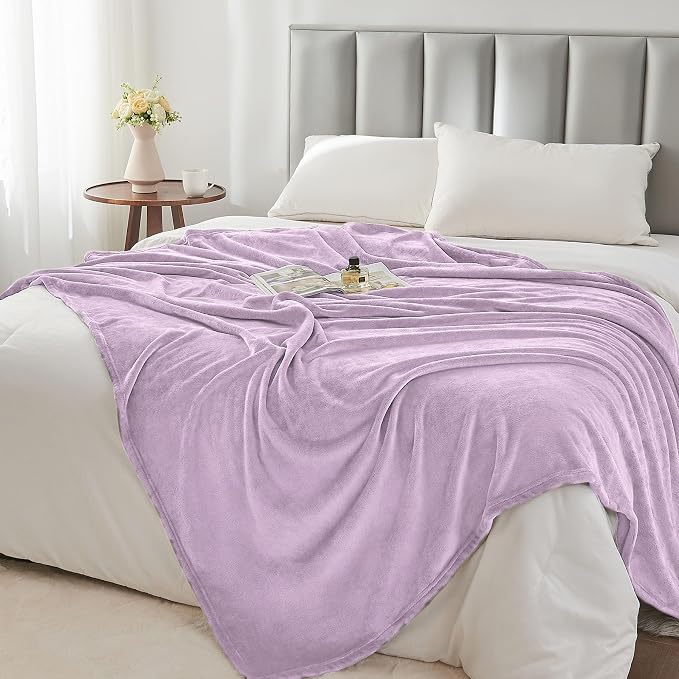 BEDELITE Fleece Blankets Queen Size Lilac Throw Blankets - Image 5