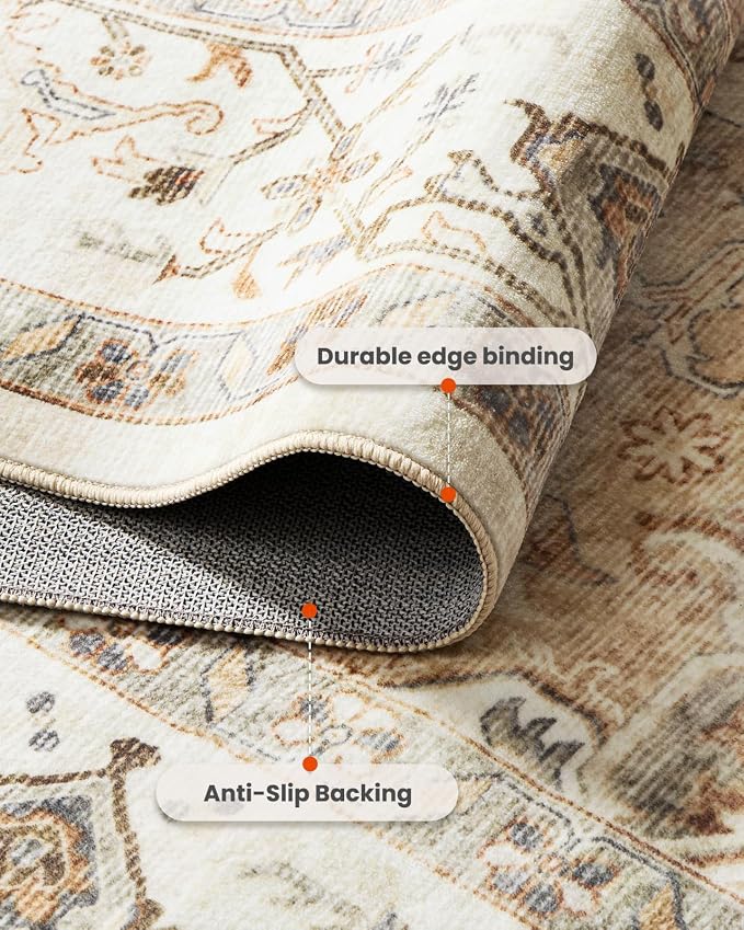 AMADA HOMEFURNISHING 4x6 Washable Area Rug, Low-Profile Entryway Rug - Image 5