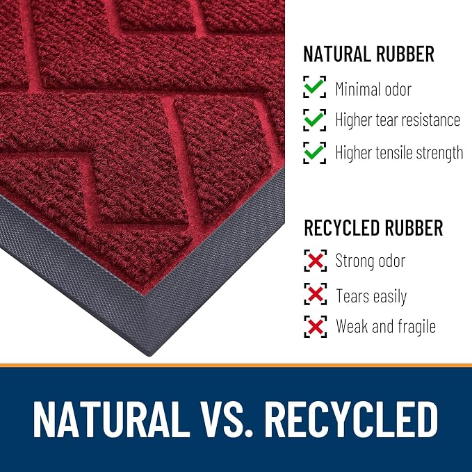 OLANLY Front Door Mat Outside 59x34, All-Season Absorbent Rubber Doormat | Wine - Image 5