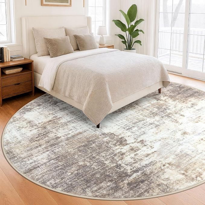 IOHOUZE Abstract Round Area Rug 8 Ft Washable Circle Rugs Large Round Rug Non - Image 8