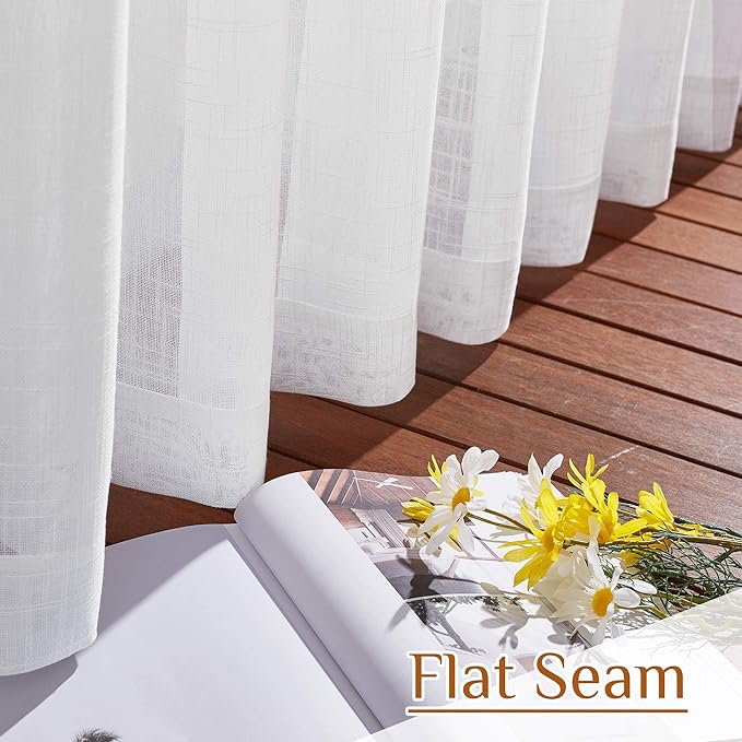 NICETOWN White Sheer Bathroom Curtains Window Treatments, Rod Pocket & Back Tab - Image 6