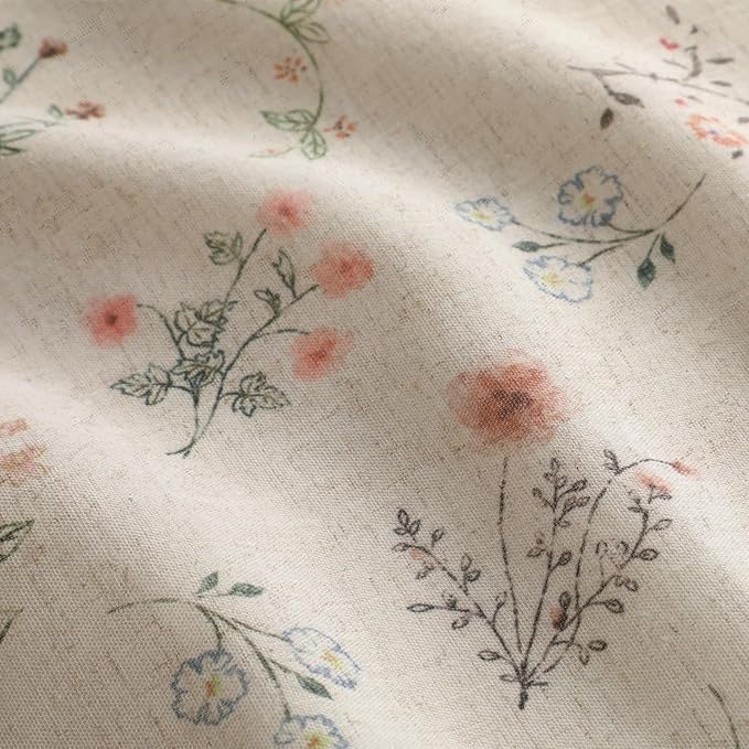 Boho Floral Spring 100% Blackout Curtains 84 Inch Length 2 Panels Set, Linen - Image 3