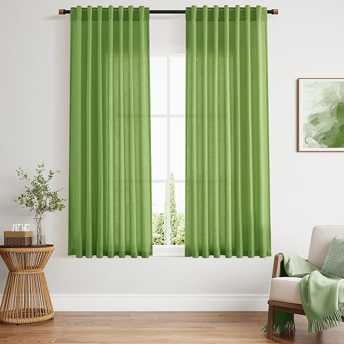 Lime Green Curtains 63 Inches Long 2 Panel Sets by Nanspring