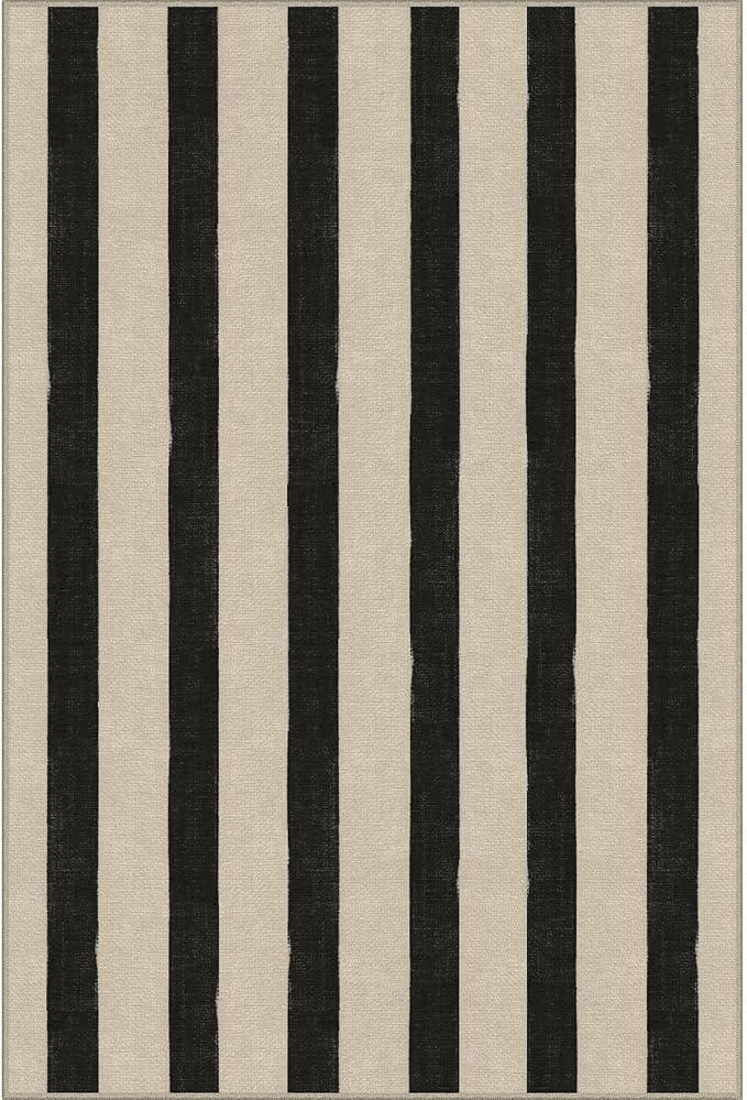 Black and White Striped Outdoor Rug - Image 8