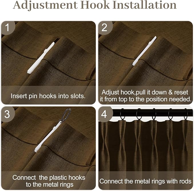 90 Inch Linen Pleated Curtains for Living Room, Light Filtering Pinch Pleated - Image 7