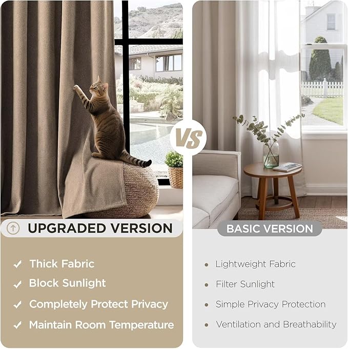 Joydeco Thick Linen Pinch Pleated Curtains 90 Inch Long 2 Panel Set - Image 4