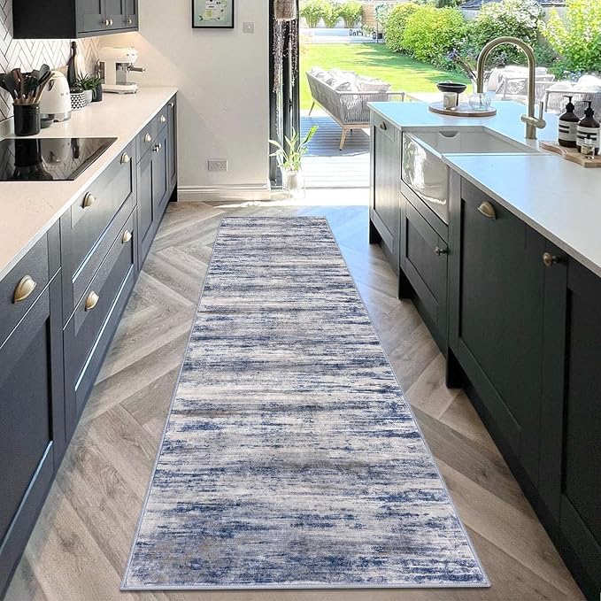 KOZYFLY Modern Abstract Washable Rug Runner 2.6x10 Hallway Rug Runner Non-Slip - Image 3