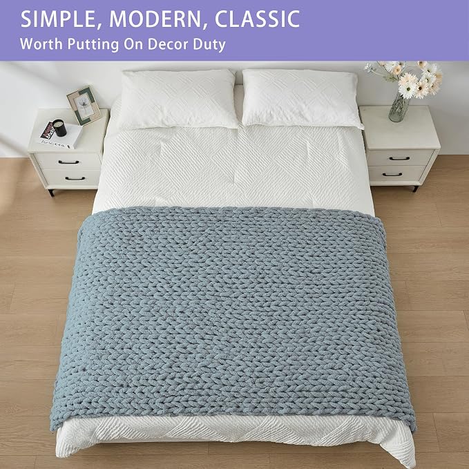 Bigacogo Chunky Knit Throw Blanket - Image 3