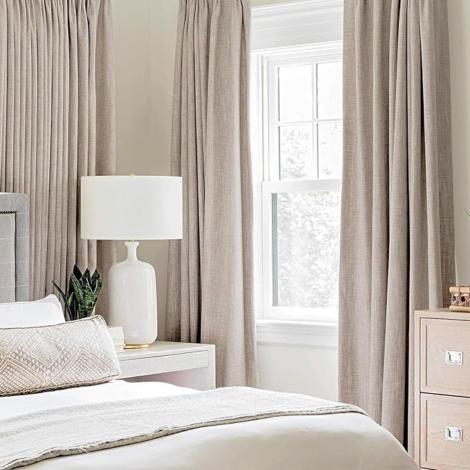 MIULEE Linen Blackout Curtains and Drapes 100% Room Darkening Thermal Insulated - Image 2