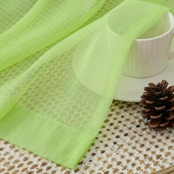Aiyufeng Lime Sheer Curtains 84 Inches Long 2 Panels Set - Image 5