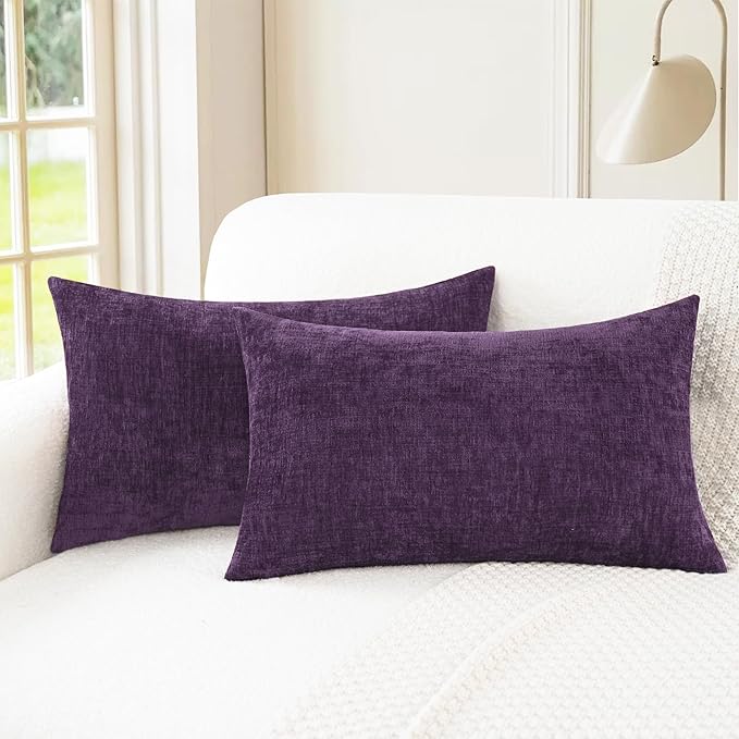 CaliTime Throw Pillow Covers Decorative 16 X 26 Inches Pack of 2 Cozy Chenille by CaliTime