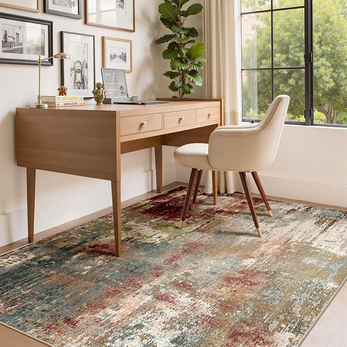 Washable Area Rugs 4'x6' Non-Slip Modern Abstract Soft - Image 4