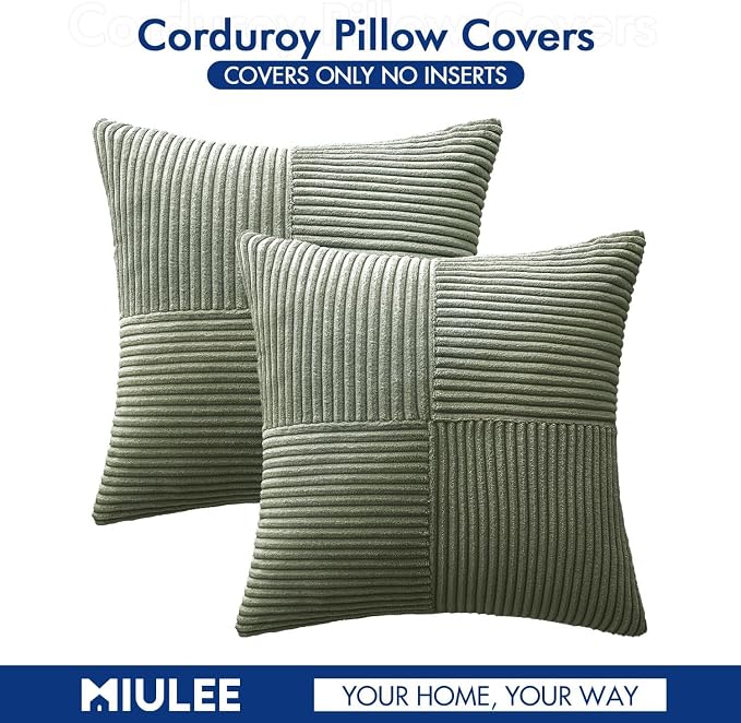 MIULEE Light Olive Green Decorative Throw Pillow Covers 18x18 Inch - Image 6
