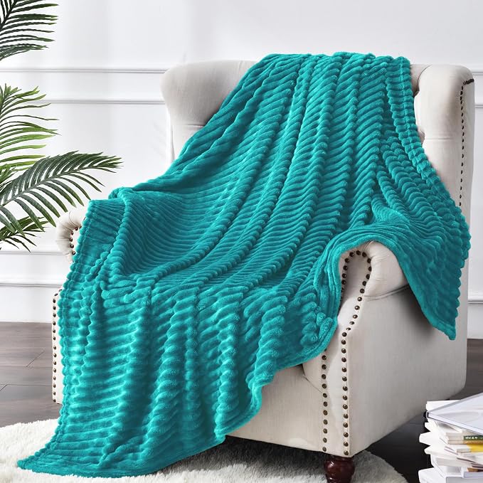 BEDELITE Fleece Throw Blanket for Couch – 3D Ribbed Jacquard Soft and Warm - Image 9