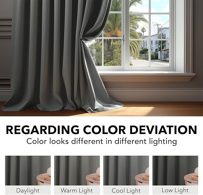 Deconovo Blackout Curtains, Thermal Insulated, W42 x L54 2 Panels, Back Tab - Image 6