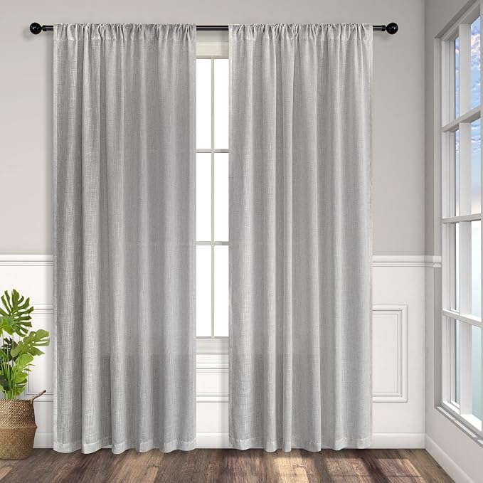 Grey Linen Curtains 63 Inch Length - Image 8