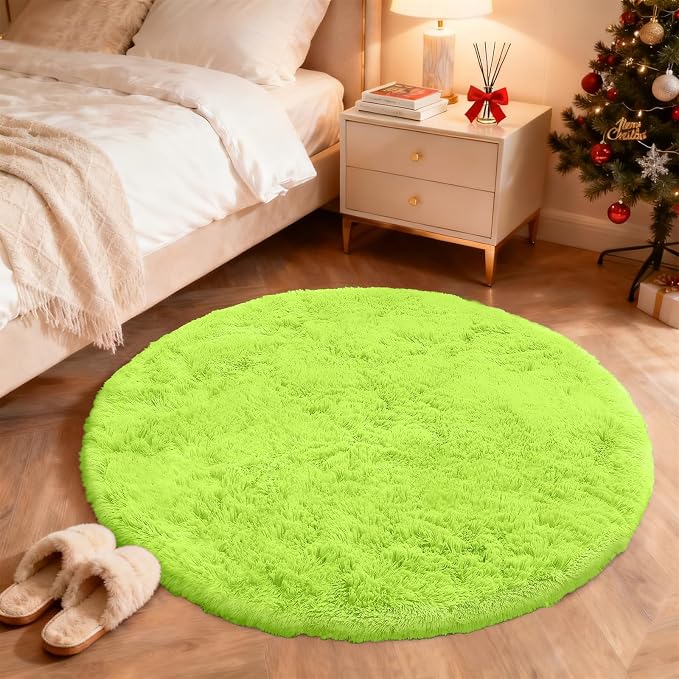 OLANLY Lime Green Round Rugs for Bedroom - Image 3